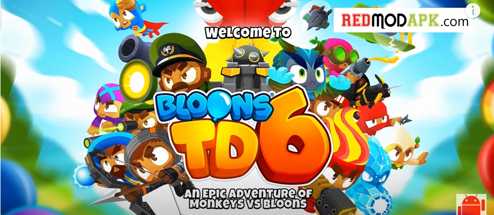 Bloons TD 6 Mods image showing action-packed gameplay with heroic monkeys battling colorful bloons in a tower defense setup; Bloons TD 6 Mods fans enjoy enhanced features and unlimited upgrades in this modified version.