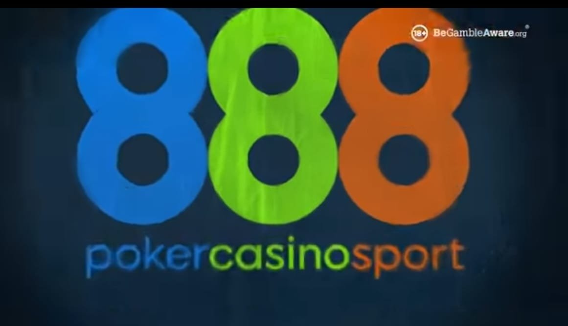 "888 Casino login screen showing colorful 888 logo with poker, casino, and sport options – official branding of 888 platform.