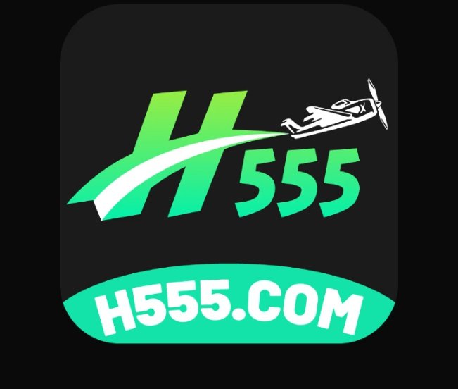 Logo of H555.com featuring a stylized green "H555" with a flying airplane and a curved path, set against a black background.