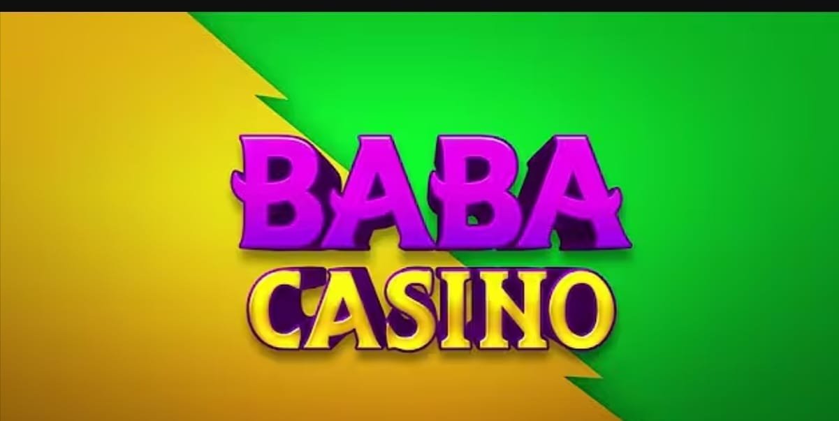 Logo of Baba Casino online gaming platform with bold purple and yellow text on a green and yellow split background.